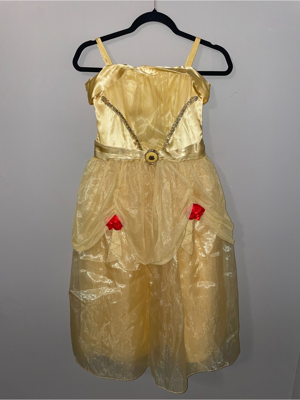 Disney Belle Gold Princess Dress Kids Costume - Sparkle Party Gown age 9-10 yrs